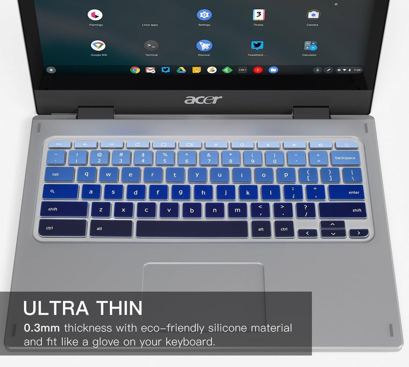 CaseBuy Keyboard Cover for Acer Chromebook Spin 11 311 C733 CP311 511 512/Chromebook 11 CB3-131 CB3-132 CP311 C738T CB5-132T/Chromebook Spin 713 CP713 R13 CB5-312T/Acer Chromebook 14 15 inch,Gradual Blue - Image 3